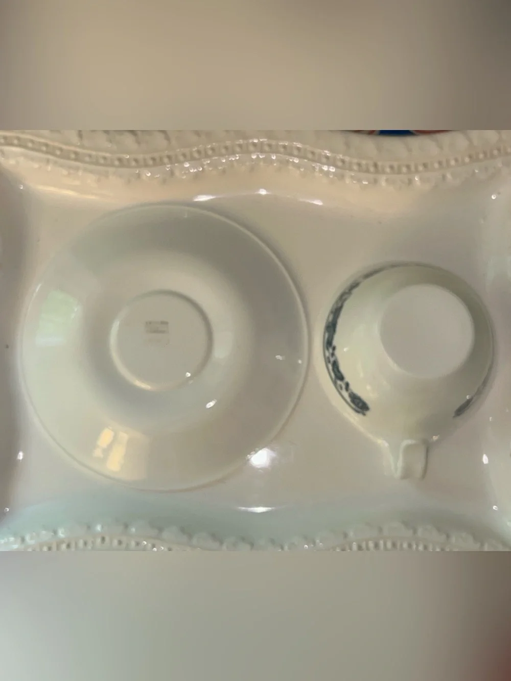 Vintage Corelle Old Town Blue Hook-Handle Cup and Saucer Set -set of 6
